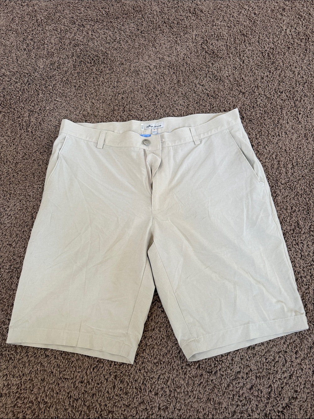 Peter Millar Men's Flat Front Shorts in Light Beige